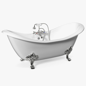 Double Slipper Clawfoot Tub 3D