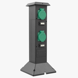 Garden Energy Column with 4 Socket and Switches 3D