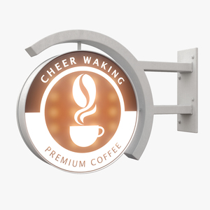 3D Coffee Shop Signage Wall Mounted Light On