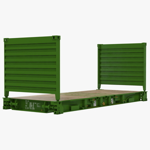 3D model Flat Rack Container Green