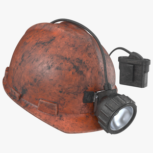 3D Miner Helmet with Lamp Dirty for 3D Print