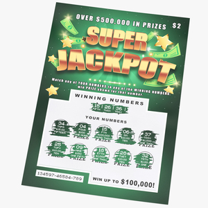 3D Super Jackpot Scratch Off Ticket with Erased Scratchcard