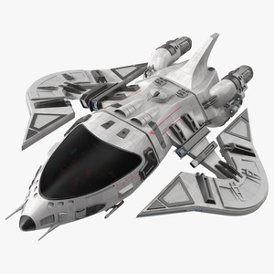 3D Futuristic Space Fighter Craft White