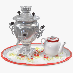 3D Vintage Electric Samovar Set model