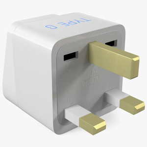 3D Electrical Plug Type G Adapter White