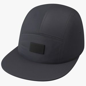 Strapback 5 Panel Cap Black 3D