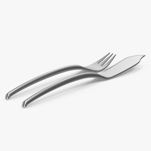 3D Fish Cutlery Set Silver model