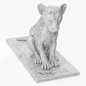 3D Marble Statue of Leopard Cub model