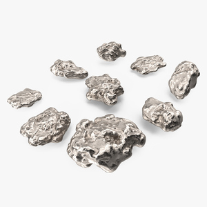 3D Metallic Minerals Silver Set model