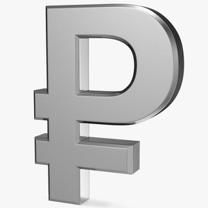 Russian Rouble Currency Symbol Silver 3D