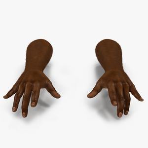 3D African Man Hands with Fur Pose 3 model