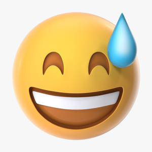 Smiling With Sweat Emoji 3D model