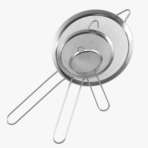 Stainless Steel Kitchen Strainers Set 3D