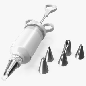 Cake Decorating Icing Syringe with Nozzles and Cream 3D