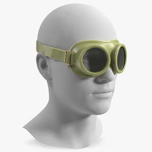 NATO Protection Goggles Green on Mannequin Head 3D