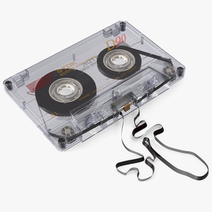 3D Old Audio Cassette with Unwound Film