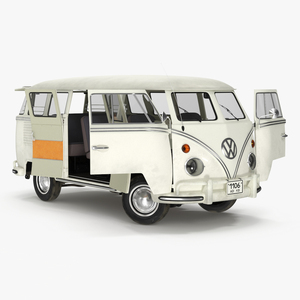 3D Vintage Volkswagen Type 2 Transporter Bus Rigged model