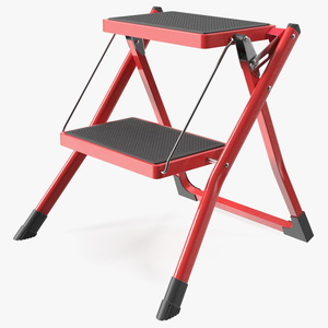 3D Step Stool Red Rigged