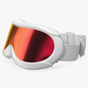 White Snow Ski Goggles for Girls with Red Glass 3D