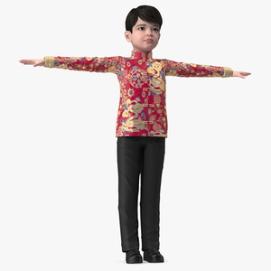 Chinese Boy Dragon Silk Costume Rigged for Maya 3D