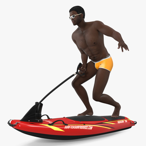 3D model Afro American Man with Surftek Aquasurf Jet Surfboard Rigged