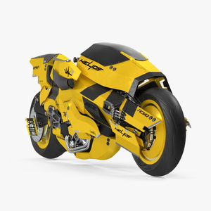 3D Futuristic Street Racing Motorcycle Yellow Color model