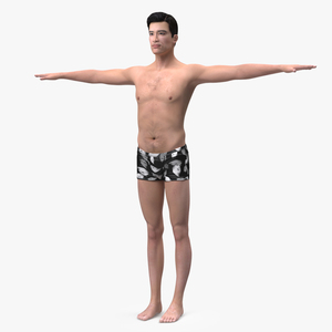 3D model Asian Man Underwear Rigged for Cinema 4D