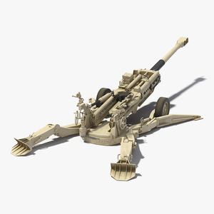 Battle Position Howitzer M777 155mm Desert 3D