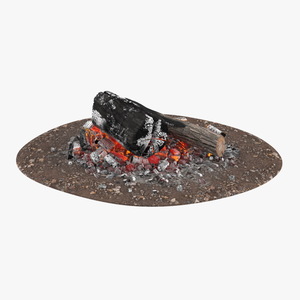 3D model Campfire with Glowing Embers and Charred Logs