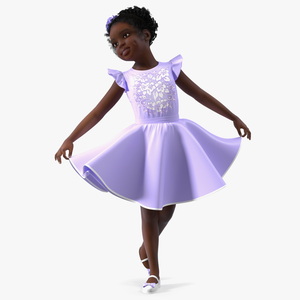 Party Style Black Child Girl Rigged for Cinema 4D 3D model