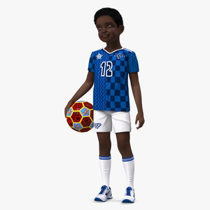 3D Black Child Boy Holding Ball model