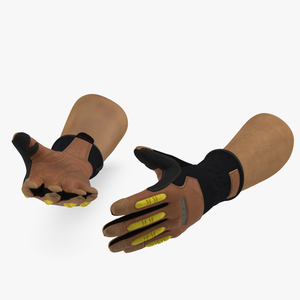 Hands in Safety Leather Neoprene Gloves 3D model