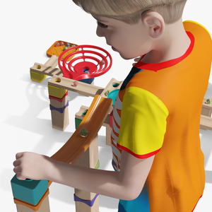 3D model Boy with Wooden Marble Run Toy