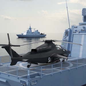 Corvette Class Ship with Attack Helicopter 3D