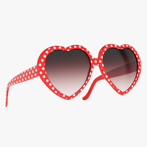 Heart Shaped Sunglasses Red Polka Dot 3D