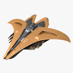 3D model Futuristic Space Fighter Starship Orange