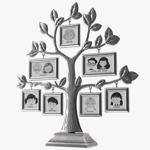 Silver Family Tree Picture Frame 3D