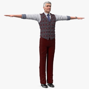 3D model Elderly Man Casual Wear T Pose