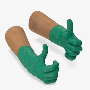 3D Hands in Rubber Safety Gloves Rigged