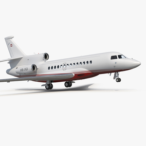 3D Business Jet Dassault Falcon 7X Rigged model