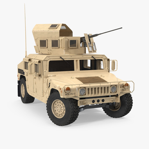 Humvee M1151 Enhanced Armament Carrier Rigged Desert 3D