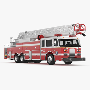 3D Rear Mount Ladder Fire Truck model