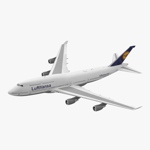 3D Boeing 747 400ER Lufthansa Rigged model