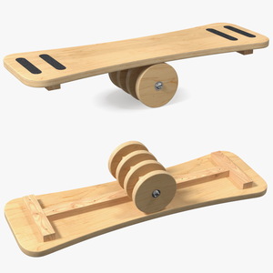 Wooden Balance Board with Roller 3D