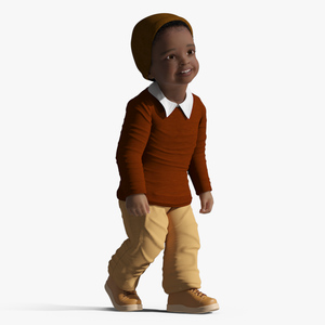 African Baby Boy Light Skin Outdoor Style Walking 3D model