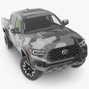 Toyota Tacoma TRD Off Road Gray Camouflage 2021 Rigged 3D model