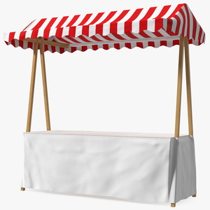 3D model Wooden Market Stall with Cloth