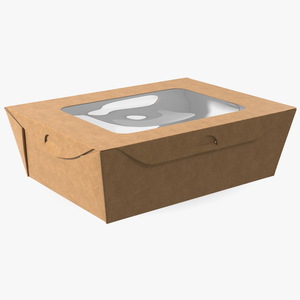 Small Kraft Salad Box with Clear Window 3D model