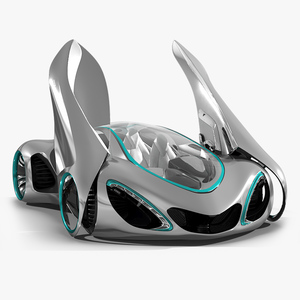 3D Futuristic S-Class Concept Vehicle Silver Rigged model