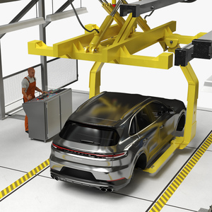 Porsche Body Conveyor and Worker 3D